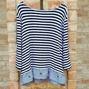 Talbots Woman nautical striped peplum top 2X